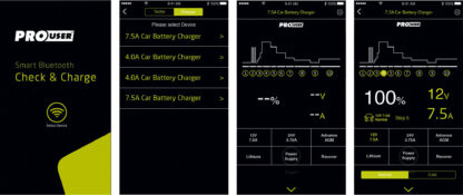 PROUSER Elektronisk Batterilader 12V/24V 7,5A m/ Bluetooth - Bilde 2